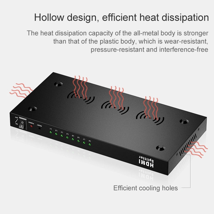 1 x 8 Full HD 1080P HDMI Splitter with Switch, Support 3D & 4K x 2K - Splitter by buy2fix | Online Shopping UK | buy2fix