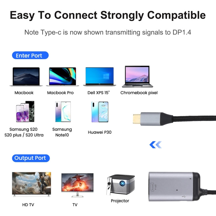 4K USB-C / Type-C to DisplayPort 1.4 + PD Data Sync Adapter Cable - Cable & Adapters by buy2fix | Online Shopping UK | buy2fix