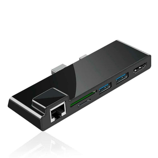 ROCKETEK SK-S5HL RJ45 + 2 x USB 3.0 + HDMI + SD / TF Memory Card Reader HUB 4K HDMI Adapter(Black) by ROCKETEK