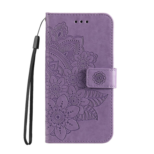 For Huawei nova 11i / Maimang 20 5G / Enjoy 60 Pro 7-petal Flowers Embossing Leather Phone Case (Light Purple) by buy2fix