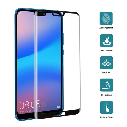For Huawei P20 Lite 0.3mm 9H Surface Hardness 3D Full Screen Tempered Glass Film by buy2fix