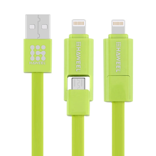 HAWEEL 1m 2 in 1 Micro USB & 8 Pin to USB Data Sync Charge Cable(Green) by buy2fix