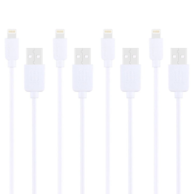 4 PCS HAWEEL 1m High Speed 8 pin to USB Sync and Charging Cable Kit for iPhone, iPad(White) - Normal Style Cable by buy2fix | Online Shopping UK | buy2fix