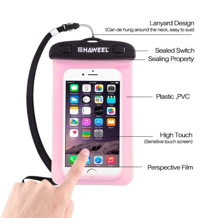 HAWEEL Transparent Universal Waterproof Bag with Lanyard for iPhone, Galaxy, Huawei, Xiaomi, LG, HTC and Other Smart Phones(Pink) - More iPhone Cases by HAWEEL | Online Shopping UK | buy2fix