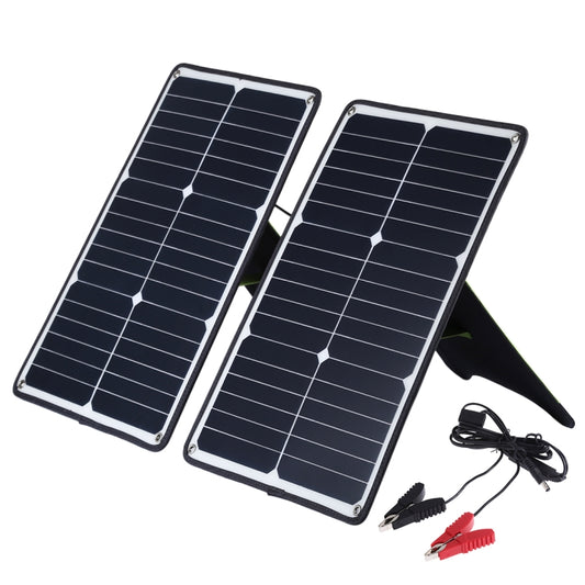 HAWEEL 2 PCS 20W Monocrystalline Silicon Solar Power Panel Charger, with USB Port & Holder & Tiger Clip, Support QC3.0 and AFC(Black) by HAWEEL