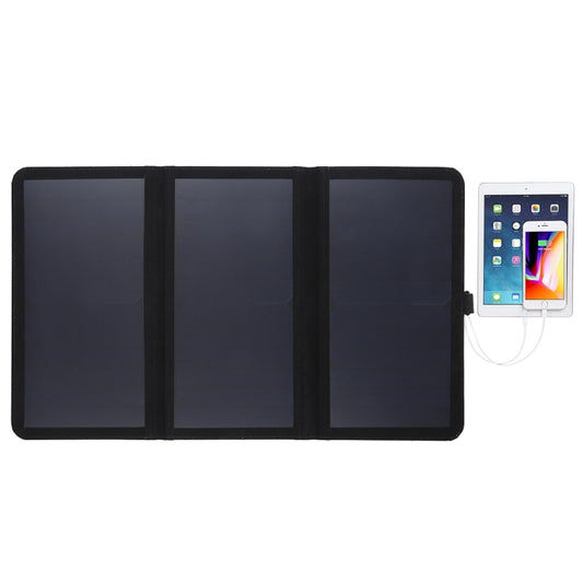 HAWEEL 21W Ultrathin 3-Fold Foldable 5V / 3A Solar Panel Charger with Dual USB Ports, Support QC3.0 and AFC(Black) by HAWEEL