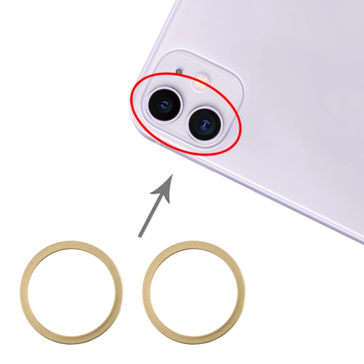 2 PCS Rear Camera Glass Lens Metal Protector Hoop Ring for iPhone 11(Gold) by buy2fix