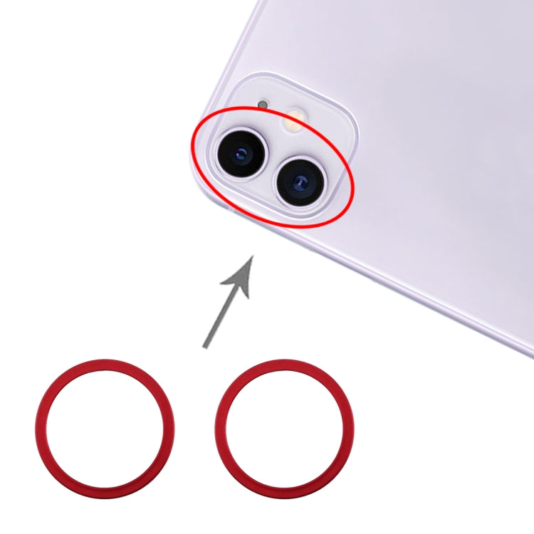 2 PCS Rear Camera Glass Lens Metal Protector Hoop Ring for iPhone 11(Red) by buy2fix