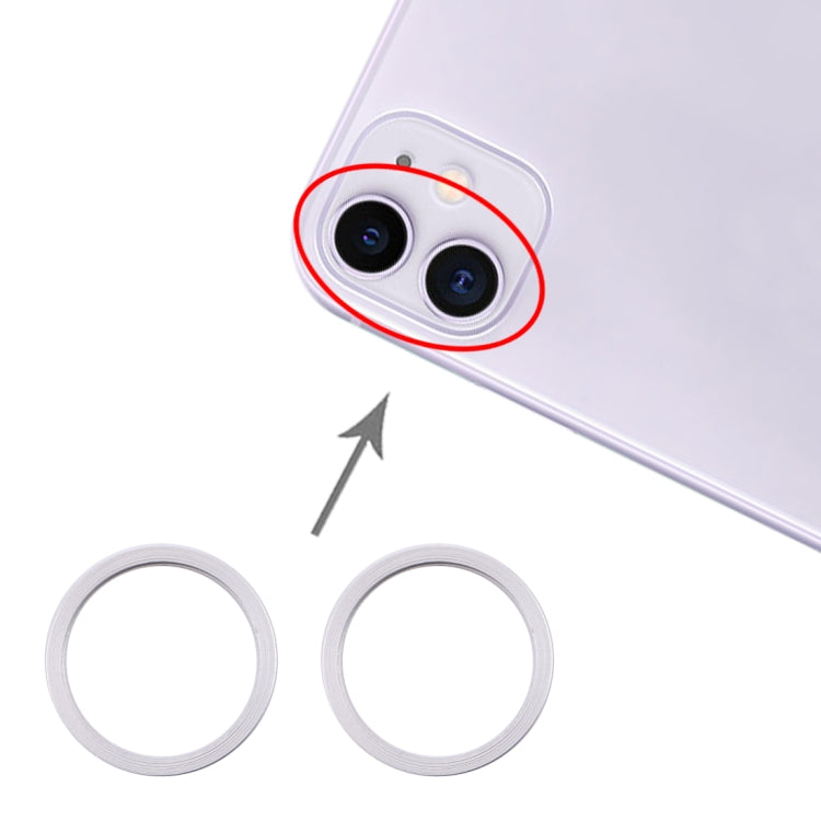 2 PCS Rear Camera Glass Lens Metal Protector Hoop Ring for iPhone 11(Silver) by buy2fix