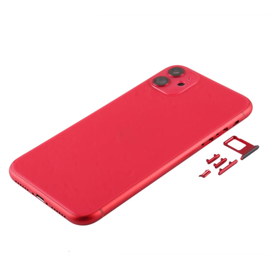 Back Housing Cover with SIM Card Tray & Side keys & Camera Lens for iPhone 11(Red) - Back Cover by buy2fix | Online Shopping UK | buy2fix