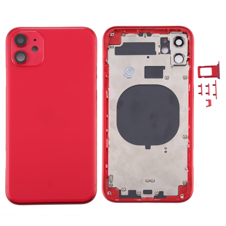 Back Housing Cover with SIM Card Tray & Side keys & Camera Lens for iPhone 11(Red) - Back Cover by buy2fix | Online Shopping UK | buy2fix