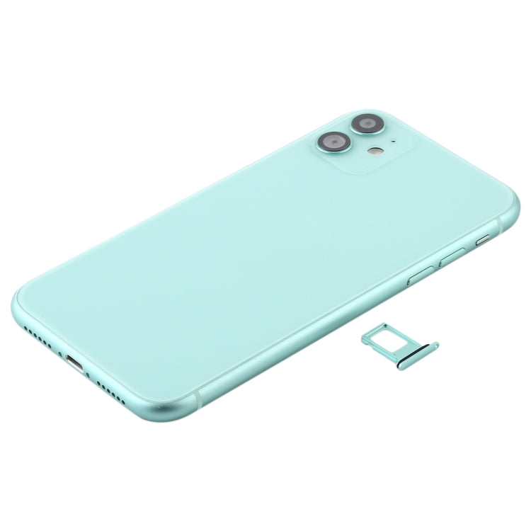 Battery Back Cover (with Side Keys & Card Tray & Power + Volume Flex Cable & Wireless Charging Module) for iPhone 11(Green) - Back Cover by buy2fix | Online Shopping UK | buy2fix