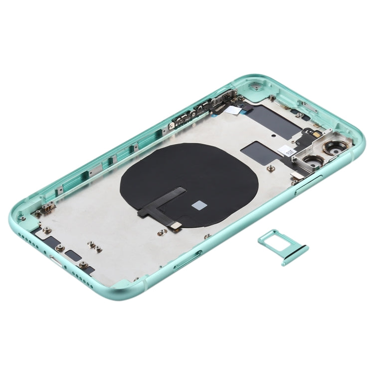 Battery Back Cover (with Side Keys & Card Tray & Power + Volume Flex Cable & Wireless Charging Module) for iPhone 11(Green) - Back Cover by buy2fix | Online Shopping UK | buy2fix