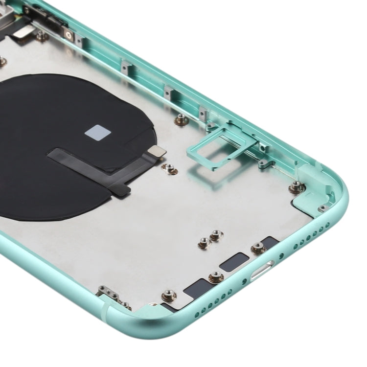 Battery Back Cover (with Side Keys & Card Tray & Power + Volume Flex Cable & Wireless Charging Module) for iPhone 11(Green) - Back Cover by buy2fix | Online Shopping UK | buy2fix