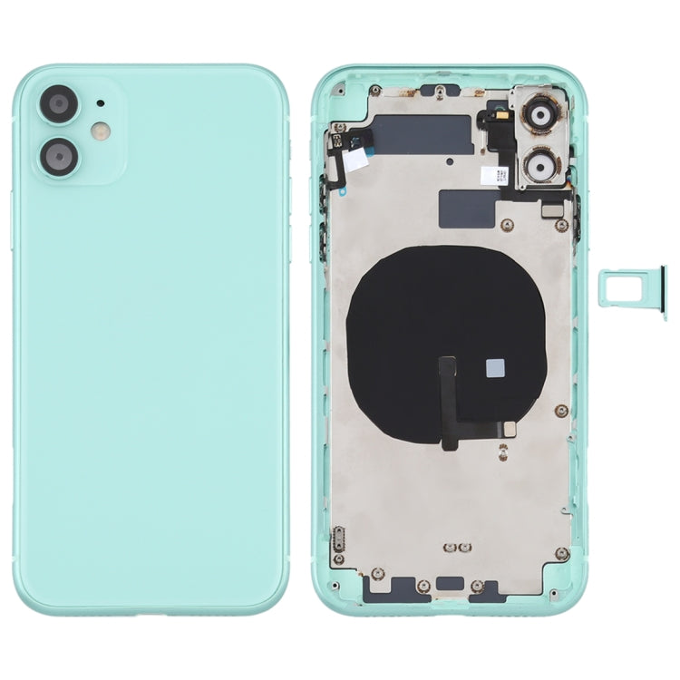 Battery Back Cover (with Side Keys & Card Tray & Power + Volume Flex Cable & Wireless Charging Module) for iPhone 11(Green) - Back Cover by buy2fix | Online Shopping UK | buy2fix