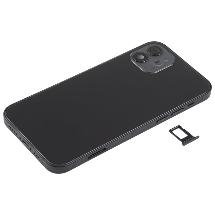 Battery Back Cover (with Side Keys & Card Tray & Power + Volume Flex Cable & Wireless Charging Module) for iPhone 12(Black) - Back Cover by buy2fix | Online Shopping UK | buy2fix