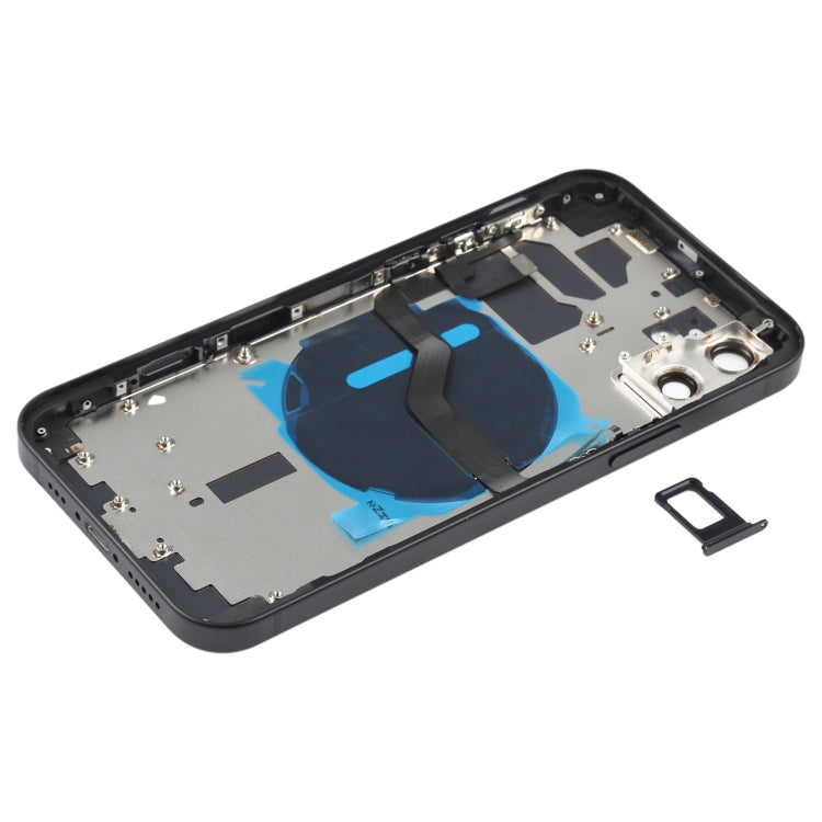 Battery Back Cover (with Side Keys & Card Tray & Power + Volume Flex Cable & Wireless Charging Module) for iPhone 12(Black) - Back Cover by buy2fix | Online Shopping UK | buy2fix