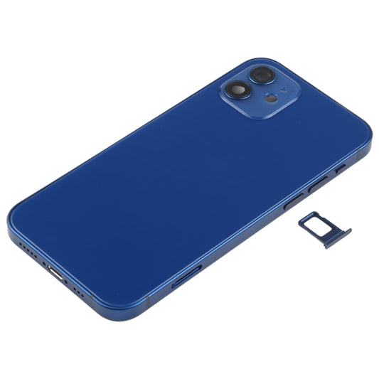 Battery Back Cover (with Side Keys & Card Tray & Power + Volume Flex Cable & Wireless Charging Module) for iPhone 12(Blue) - Back Cover by buy2fix | Online Shopping UK | buy2fix