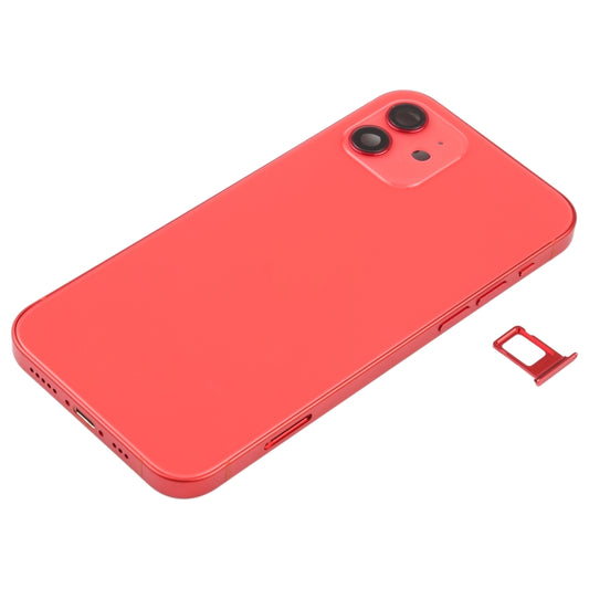 Battery Back Cover (with Side Keys & Card Tray & Power + Volume Flex Cable & Wireless Charging Module) for iPhone 12(Red) by buy2fix