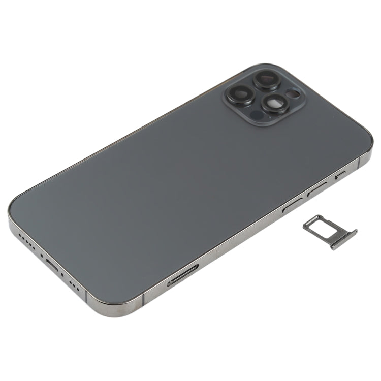 Battery Back Cover (with Side Keys & Card Tray & Power + Volume Flex Cable & Wireless Charging Module) for iPhone 12 Pro(Black) - Back Cover by buy2fix | Online Shopping UK | buy2fix