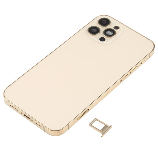 Battery Back Cover (with Side Keys & Card Tray & Power + Volume Flex Cable & Wireless Charging Module) for iPhone 12 Pro(Gold) by buy2fix