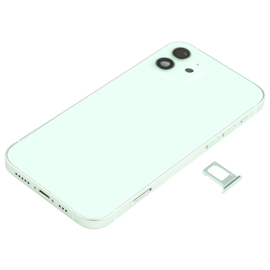 Battery Back Cover Assembly (with Side Keys & Speaker Ringer Buzzer & Motor & Camera Lens & Card Tray & Power Button + Volume Button + Charging Port & Wireless Charging Module) for iPhone 12(Green) by buy2fix