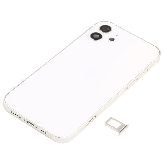 Battery Back Cover Assembly (with Side Keys & Speaker Ringer Buzzer & Motor & Camera Lens & Card Tray & Power Button + Volume Button + Charging Port & Wireless Charging Module) for iPhone 12(White) by buy2fix