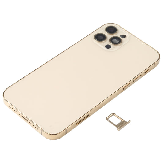 Battery Back Cover Assembly (with Side Keys & Speaker Ringer Buzzer & Motor & Camera Lens & Card Tray & Power Button + Volume Button + Charging Port & Wireless Charging Module) for iPhone 12 Pro(Gold) by buy2fix