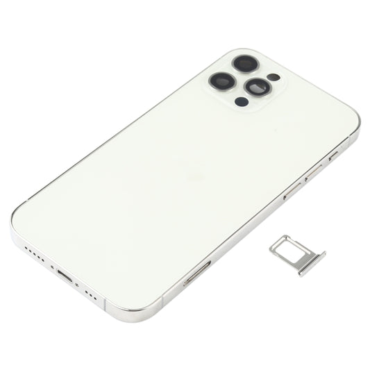 Battery Back Cover Assembly (with Side Keys & Speaker Ringer Buzzer & Motor & Camera Lens & Card Tray & Power Button + Volume Button + Charging Port & Wireless Charging Module) for iPhone 12 Pro(White) by buy2fix