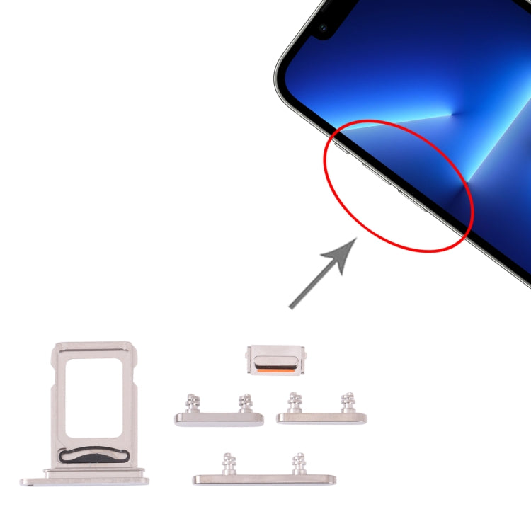 SIM Card Tray + SIM Card Tray + Side Keys for iPhone 13 Pro(Silver) by buy2fix