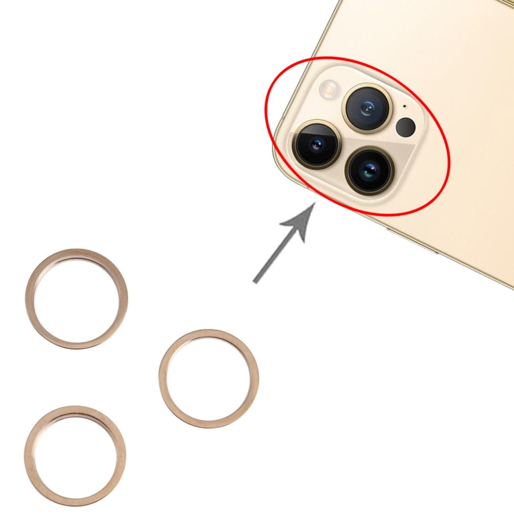 3 PCS Rear Camera Glass Lens Metal Outside Protector Hoop Ring for iPhone 13 Pro Max(Gold) by buy2fix