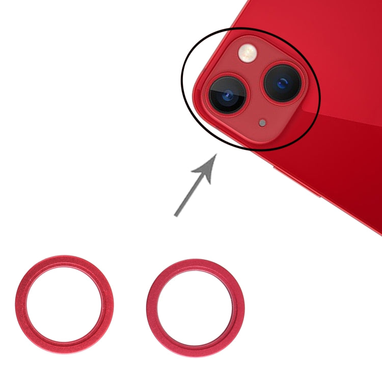 2 PCS Rear Camera Glass Lens Metal Outside Protector Hoop Ring for iPhone 13 mini(Red) - Camera Series by buy2fix | Online Shopping UK | buy2fix
