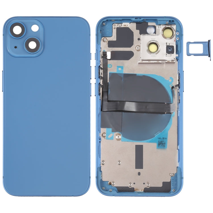 For iPhone 13 Battery Back Cover with Side Keys & Card Tray & Power + Volume Flex Cable & Wireless Charging Module(Blue) - Back Cover by buy2fix | Online Shopping UK | buy2fix