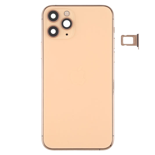 Battery Back Cover (with Side Keys & Card Tray & Power + Volume Flex Cable & Wireless Charging Module) for iPhone 11 Pro(Gold) by buy2fix
