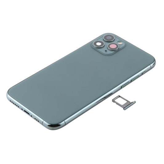 Battery Back Cover Assembly (with Side Keys & Power Button + Volume Button Flex Cable & Wireless Charging Module & Motor & Charging Port & Speaker Ringer Buzzer & Card Tray & Camera Lens Cover) for iPhone 11 Pro Max(Green) by buy2fix