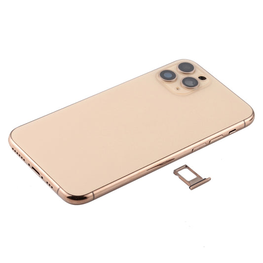 Battery Back Cover Assembly (with Side Keys & Power Button + Volume Button Flex Cable & Wireless Charging Module & Motor & Charging Port & Speaker Ringer Buzzer & Card Tray & Camera Lens Cover) for iPhone 11 Pro Max(Gold) by buy2fix