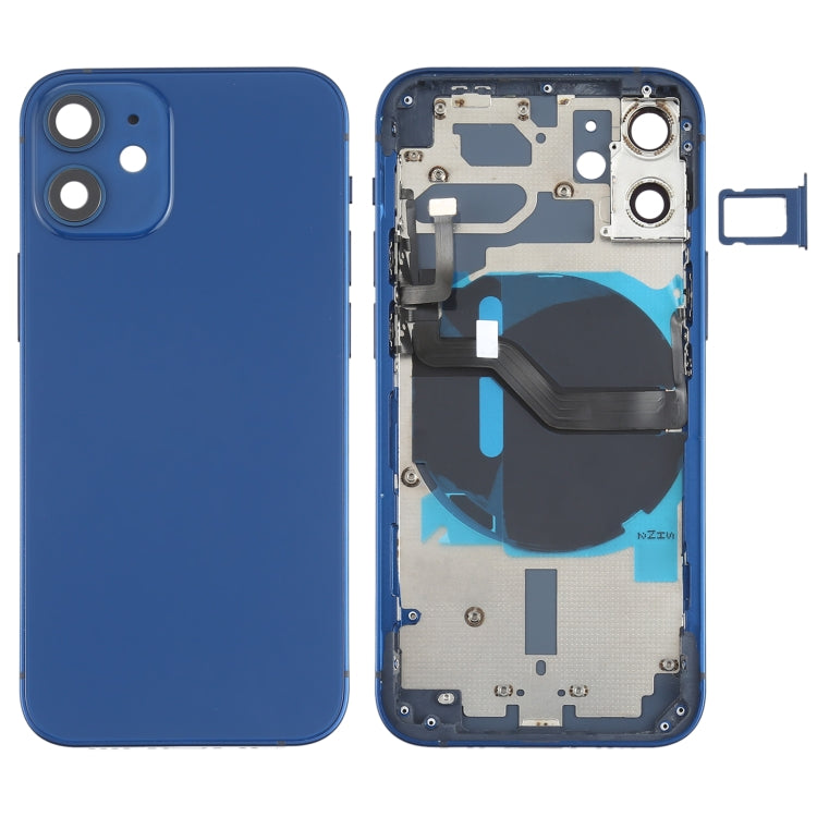 Battery Back Cover (with Side Keys & Card Tray & Power + Volume Flex Cable & Wireless Charging Module) for iPhone 12 Mini(Blue) - Back Cover by buy2fix | Online Shopping UK | buy2fix