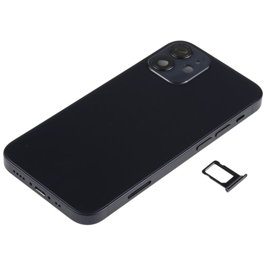 Battery Back Cover Assembly (with Side Keys & Speaker Ringer Buzzer & Motor & Camera Lens & Card Tray & Power Button + Volume Button + Charging Port & Wireless Charging Module) for iPhone 12 Mini(Black) by buy2fix