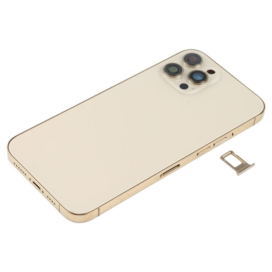 Battery Back Cover (with Side Keys & Card Tray & Power + Volume Flex Cable & Wireless Charging Module) for iPhone 12 Pro Max(Gold) - Back Cover by buy2fix | Online Shopping UK | buy2fix