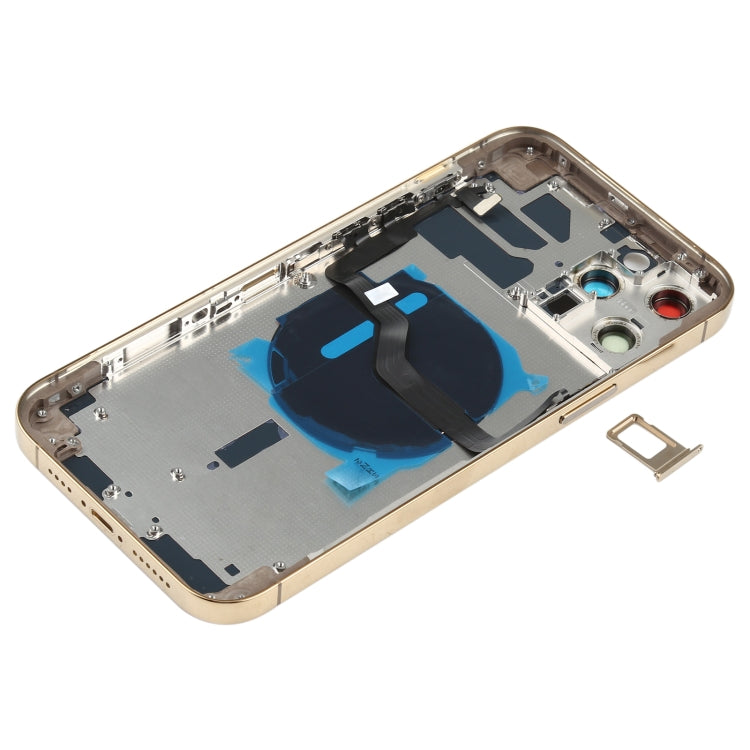 Battery Back Cover (with Side Keys & Card Tray & Power + Volume Flex Cable & Wireless Charging Module) for iPhone 12 Pro Max(Gold) - Back Cover by buy2fix | Online Shopping UK | buy2fix