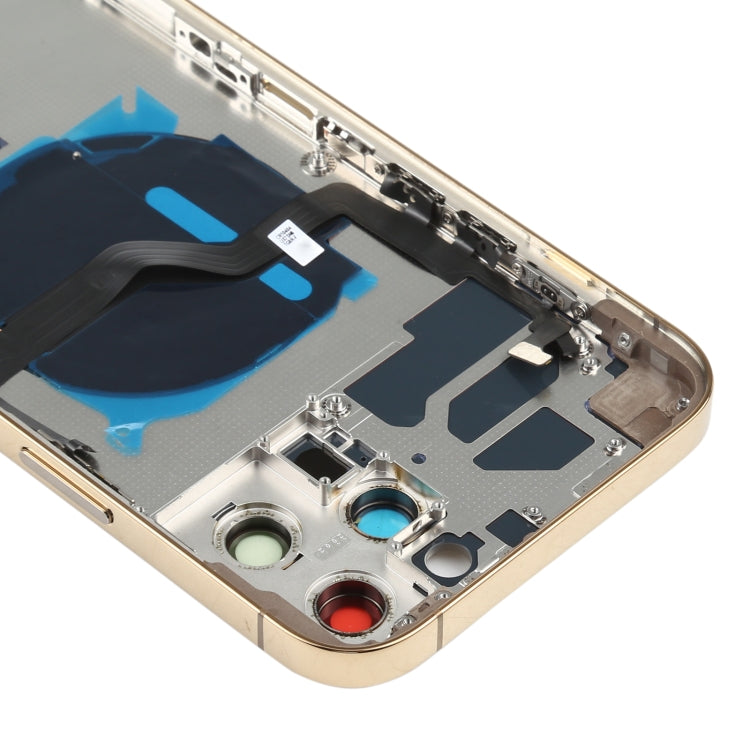 Battery Back Cover (with Side Keys & Card Tray & Power + Volume Flex Cable & Wireless Charging Module) for iPhone 12 Pro Max(Gold) - Back Cover by buy2fix | Online Shopping UK | buy2fix