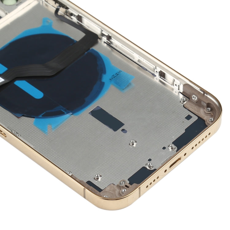Battery Back Cover (with Side Keys & Card Tray & Power + Volume Flex Cable & Wireless Charging Module) for iPhone 12 Pro Max(Gold) - Back Cover by buy2fix | Online Shopping UK | buy2fix
