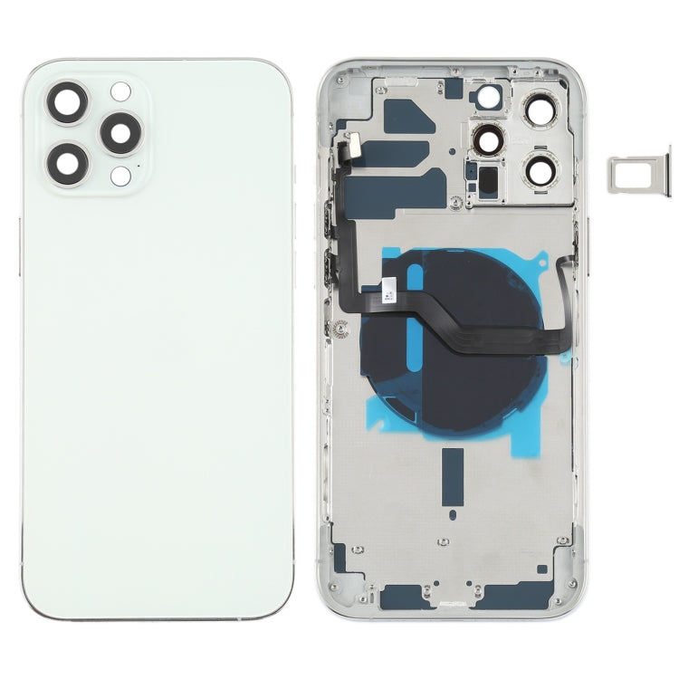 Battery Back Cover (with Side Keys & Card Tray & Power + Volume Flex Cable & Wireless Charging Module) for iPhone 12 Pro Max(White) - Back Cover by buy2fix | Online Shopping UK | buy2fix