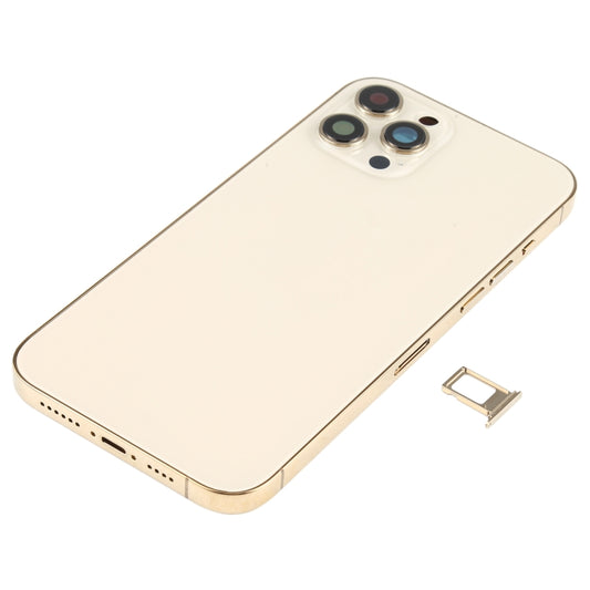 Battery Back Cover Assembly (with Side Keys & Speaker Ringer Buzzer & Motor & Camera Lens & Card Tray & Power Button + Volume Button + Charging Port & Wireless Charging Module) for iPhone 12 Pro Max(Gold) by buy2fix