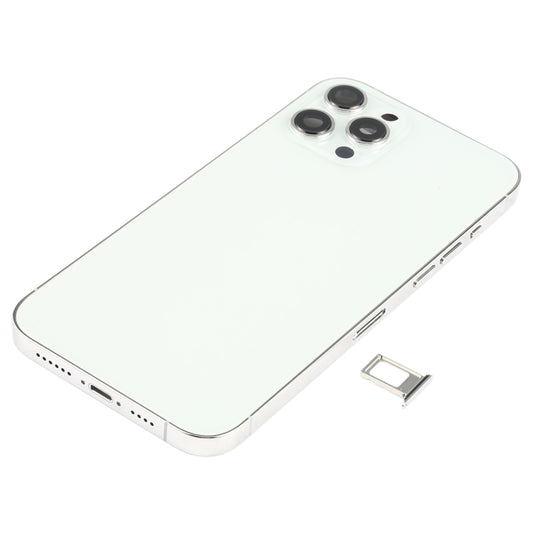 Battery Back Cover Assembly (with Side Keys & Speaker Ringer Buzzer & Motor & Camera Lens & Card Tray & Power Button + Volume Button + Charging Port & Wireless Charging Module) for iPhone 12 Pro Max(White) by buy2fix