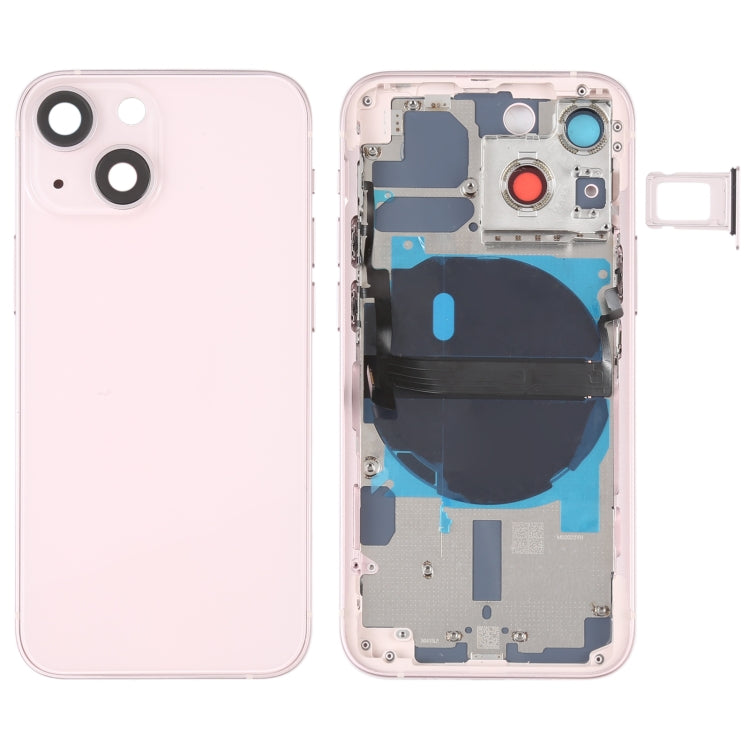 For iPhone 13 mini Battery Back Cover with Side Keys & Card Tray & Power + Volume Flex Cable & Wireless Charging Module(Pink) - Back Cover by buy2fix | Online Shopping UK | buy2fix
