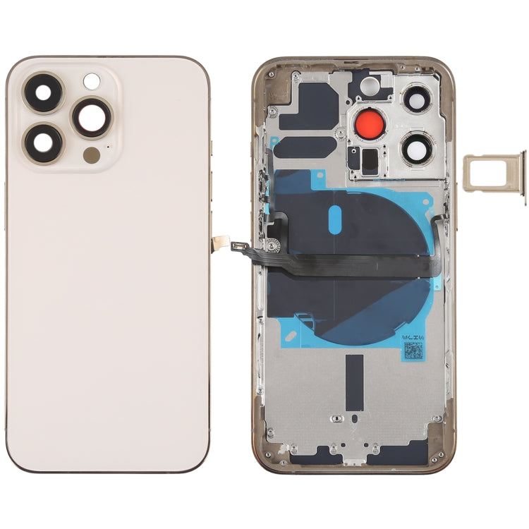 For iPhone 13 Pro Battery Back Cover with Side Keys & Card Tray & Power + Volume Flex Cable & Wireless Charging Module(Gold) - Back Cover by buy2fix | Online Shopping UK | buy2fix