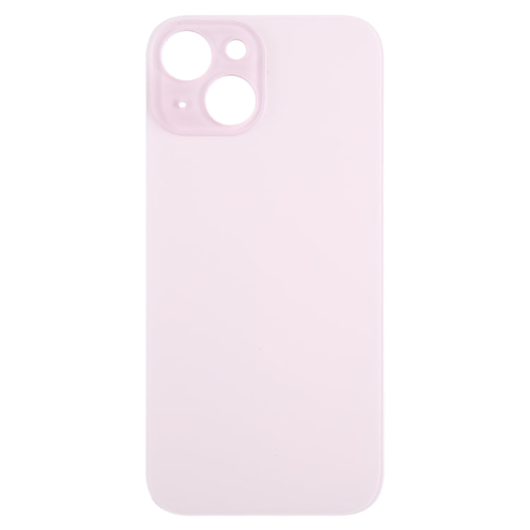 For iPhone 15 Easy Replacement Big Camera Hole Glass Back Battery Cover(Pink) - by buy2fix | Online Shopping UK | buy2fix