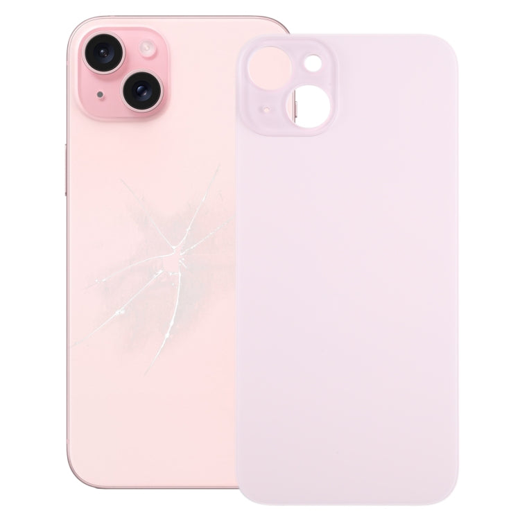 For iPhone 15 Plus Easy Replacement Big Camera Hole Glass Back Battery Cover(Pink) - Back Cover by buy2fix | Online Shopping UK | buy2fix