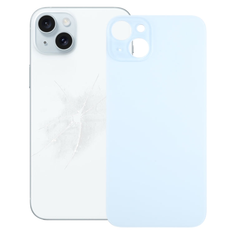 For iPhone 15 Plus Easy Replacement Big Camera Hole Glass Back Battery Cover(Blue) - by buy2fix | Online Shopping UK | buy2fix